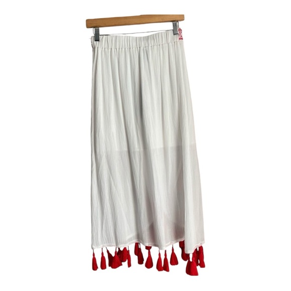 Show Me Your Mumu Leilani White & Red Tassel Midi Wrap Skirt Women’s Size XS NWT - Picture 6 of 6